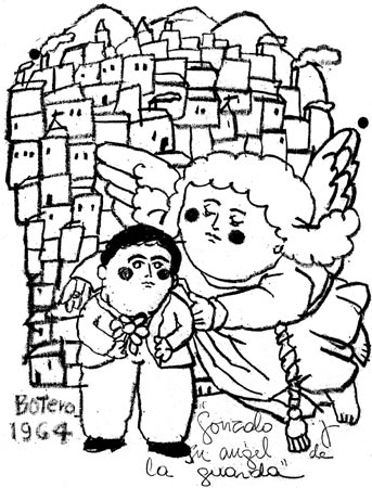 Dibujo de Gonzalo Arango por Fernando Botero